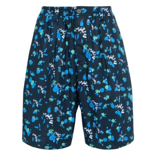 Marni Abstract-Print Deck Shorts Blue, Herr