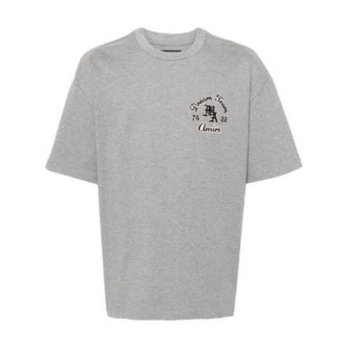 Amiri Grå Bomull T-shirt med Flocked Logo Gray, Herr