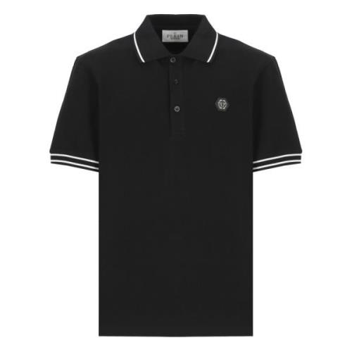 Philipp Plein Svart Polo Skjorta med Hexagon Logo Black, Herr