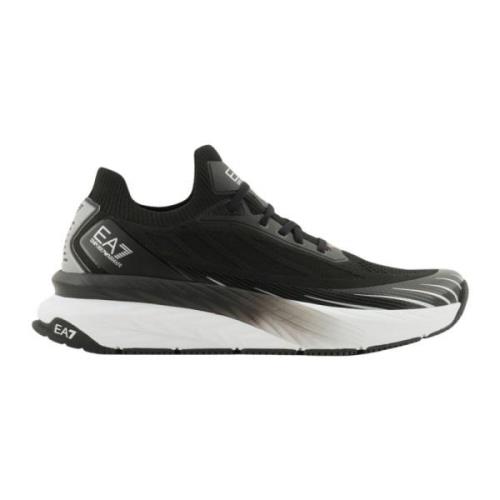 Emporio Armani EA7 Svart-Silver Crusher Distance Knit Sneakers Black, ...