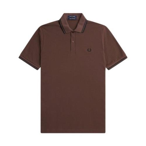 Fred Perry Klassisk Polotröja med Dubbel Rand Brown, Herr