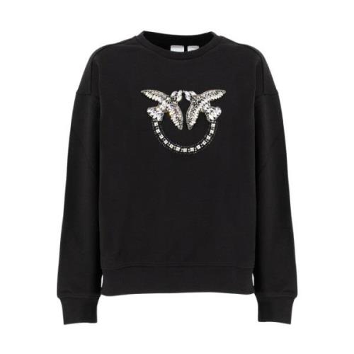 Pinko Love Birds Broderad Sweatshirt Black, Dam