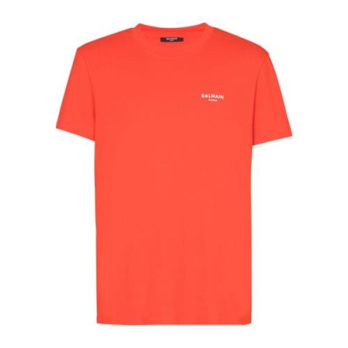 Balmain T-shirt med flocked Paris-logotyp Orange, Herr