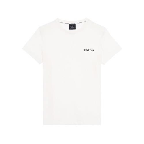 Duvetica Kortärmad T-shirt med Liten Logotyp White, Dam