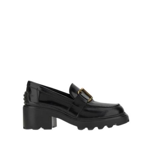 Tod's Svarta platta mockasiner Black, Dam