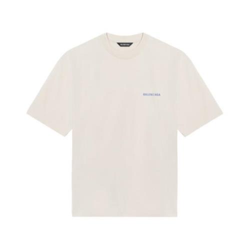 Balenciaga Vintage Beige T-shirt med Blått Tryck Beige, Herr