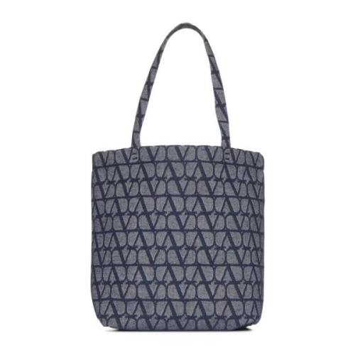 Valentino Garavani Iconographe Denim Tote Bag Blå Blue, Herr