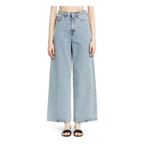 TotêMe Blåtvättad Wide Leg Denim Jeans Blue, Dam