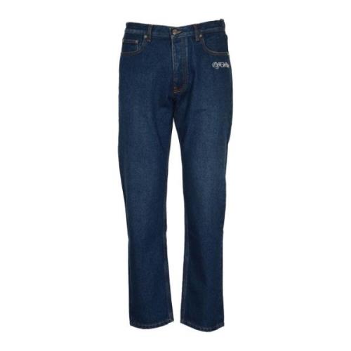 Off White Script Tapered Jeans Medium Blue Blue, Herr