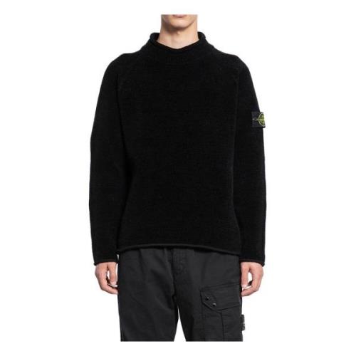 Stone Island Svart Mock Neck Raglan Ärm Tröja Black, Herr