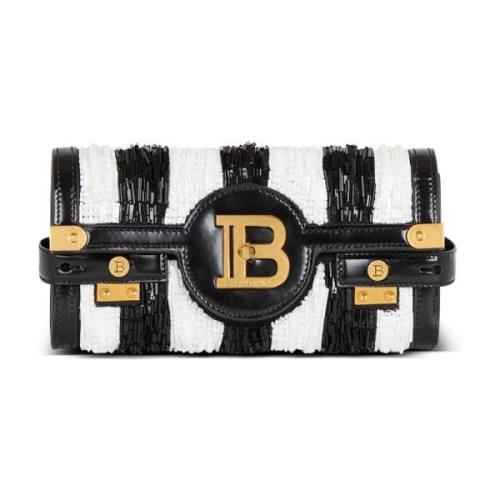 Balmain B-Buzz Pouch 23 med broderade ränder Black, Dam