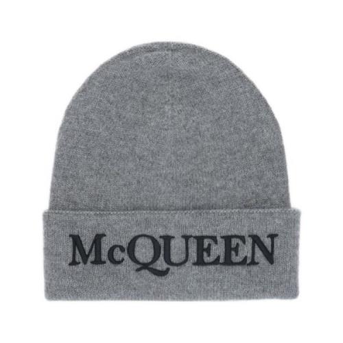 Alexander McQueen Utmanande Cashmere Beanie Hat Gray, Herr