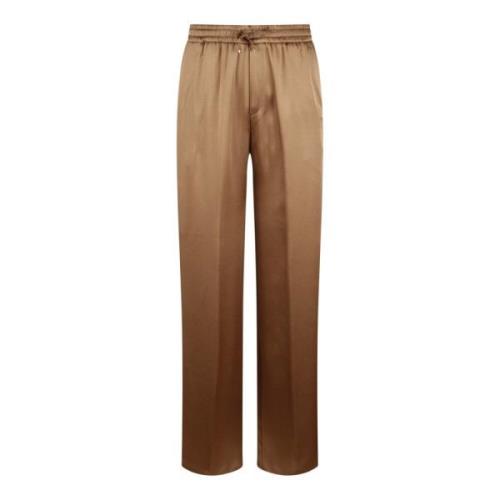 Herno Satin Wide Leg Trousers Brown, Dam