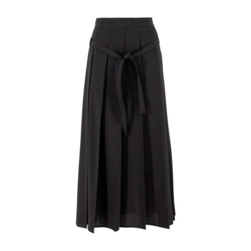 Fabiana Filippi Elegant High-Waisted Wool Midi Skirt Black, Dam