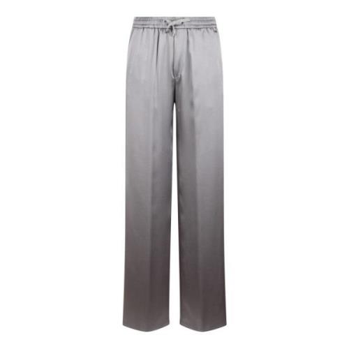 Herno Satin Wide Leg Trousers Gray, Dam