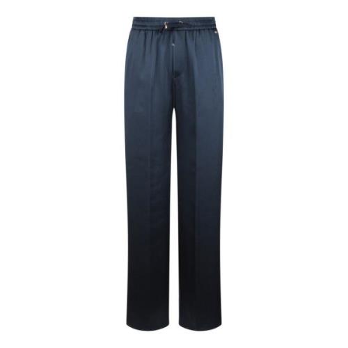 Herno Satin Wide Leg Trousers Blue, Dam