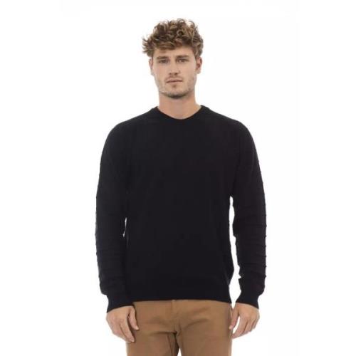 Alpha Studio Crewneck Sweater, Långa ärmar, Regular Fit Black, Herr