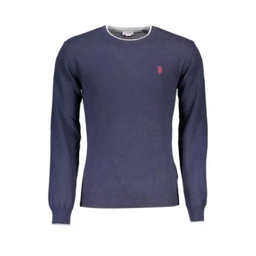 U.s. Polo Assn. Lyxig Blå Ull-Blandad Slim Tröja Blue, Herr