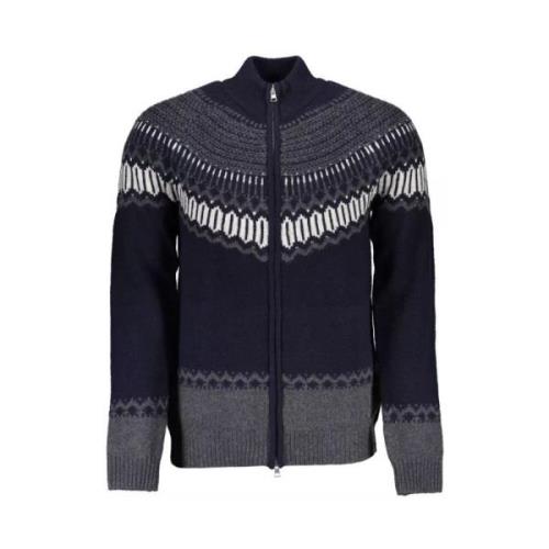 Gant Elegant Zip Cardigan Kontrastdetaljer Blue, Herr