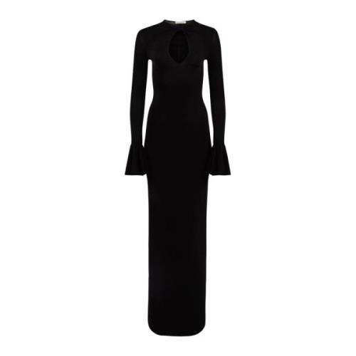 Nina Ricci Svart Flytande Jersey Midi Klänning Black, Dam