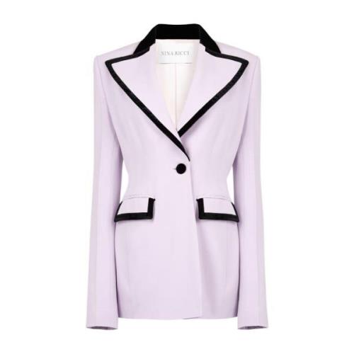 Nina Ricci Lila Tuxedo Detalj Blazer Purple, Dam