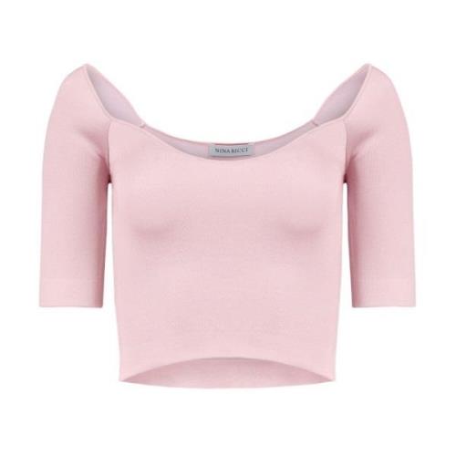 Nina Ricci Rosa Heart Neckline Cropped Top Pink, Dam