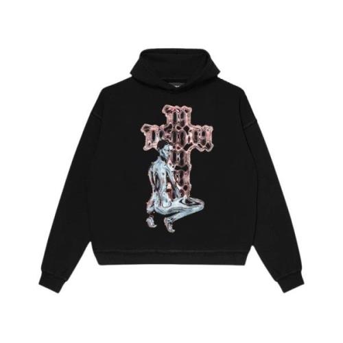 Misbhv Svart Rager Hoodie med Kristallapplikation Black, Herr