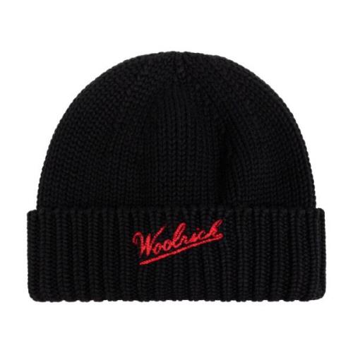 Woolrich Ullmössa med logotyp Black, Herr