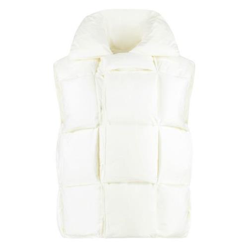 Bottega Veneta Intrecciato Vadderad Bodywarmer White, Dam