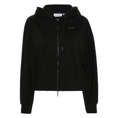 Calvin Klein Svart Nano Logo Zip Hoodie Black, Dam