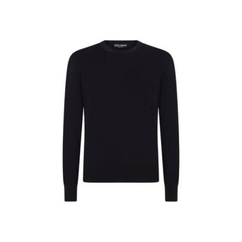 Dolce & Gabbana Svart Cashmere Rund Hals Tröja Black, Herr