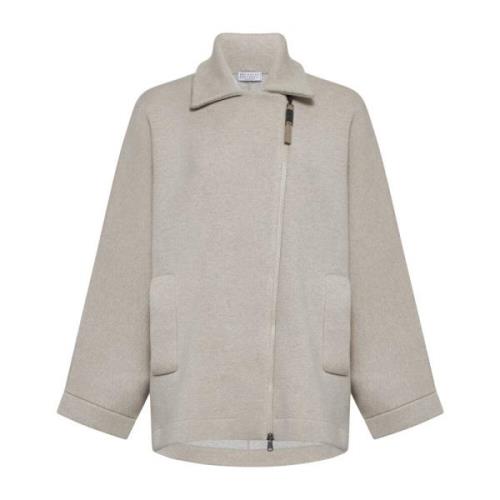 Brunello Cucinelli Beige Cashmere Blouson Sweater Gray, Dam