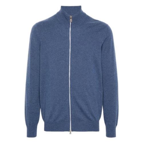 Brunello Cucinelli Cashmere Cardigan i Astrale och Ciotolo Blue, Herr