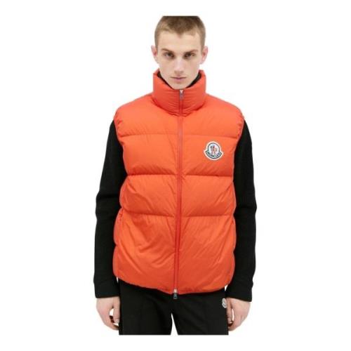 Moncler Quiltad Down Gilet med Logo Patch Orange, Herr