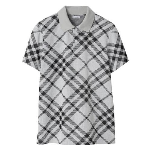 Burberry Check Jacquard Polo Shirt Slim Fit Gray, Herr