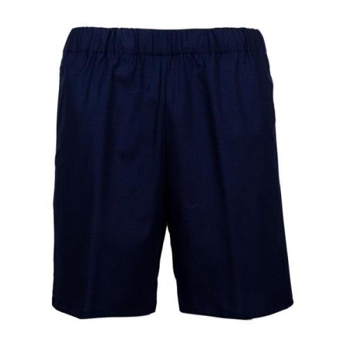 Mauro Grifoni Mäns Bermuda Shorts i Ren Virgin Ull Blue, Herr