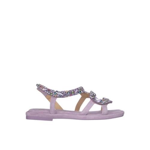 Alma EN Pena Rhinestone Snake Flat Sandal Purple, Dam