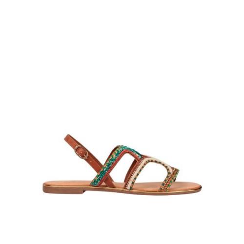 Alma EN Pena Färgglad pärlplatt sandal Multicolor, Dam