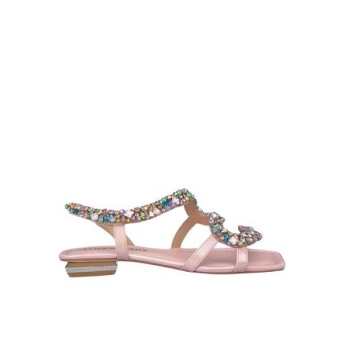 Alma EN Pena Orm Prydd Platt Sandal Pink, Dam