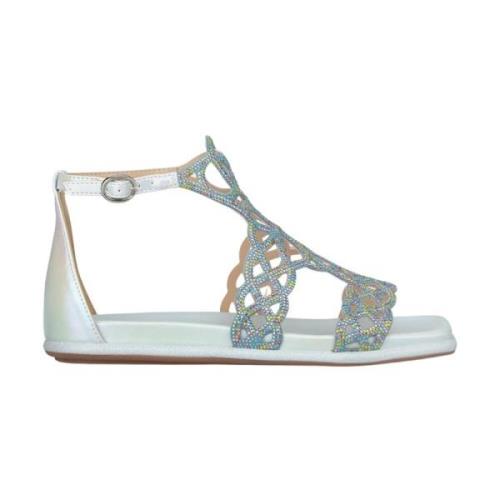 Alma EN Pena Glitterband Platta Sandaler Blue, Dam