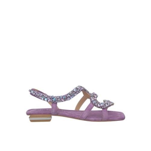 Alma EN Pena Orm Prydd Platt Sandal Purple, Dam