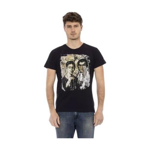 Trussardi Enkel Svart T-shirt med Exklusivt Fronttryck Black, Herr