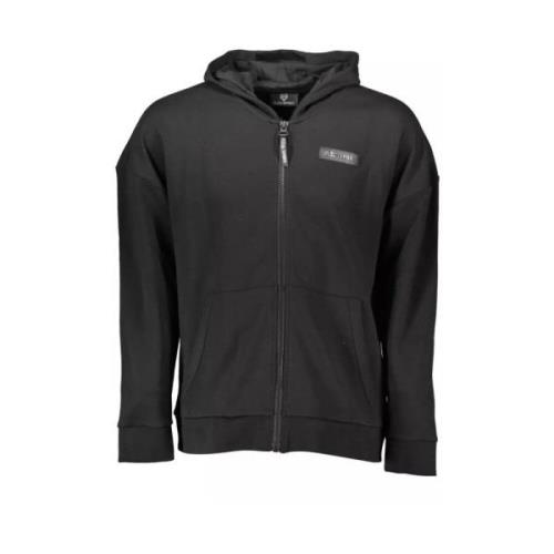 Plein Sport Svart Zip Hoodie med Kontrasterande Accenter Black, Herr