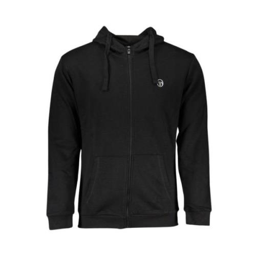 Sergio Tacchini Svart huvtröja med dragkedja och logotyp Black, Herr