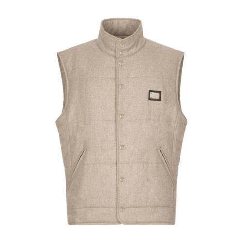 Dolce & Gabbana Stilig Vest med Unik Design Beige, Herr