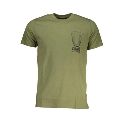 Cavalli Class Tryck Logo Rund Hals T-shirt Green, Herr