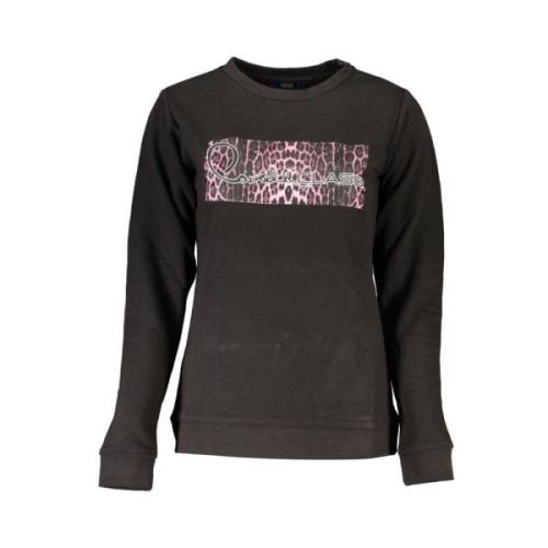 Cavalli Class Svart Bomullsweatshirt med Tryckt Logotyp Black, Herr