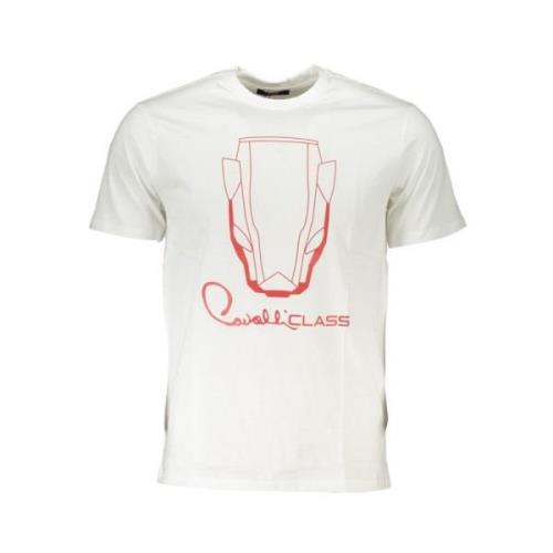 Cavalli Class Tryckt Rund Hals T-shirt White, Herr