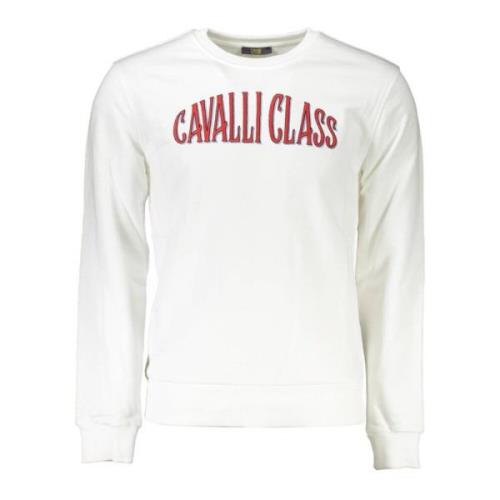 Cavalli Class Stilfullt Broderad Sweatshirt White, Herr