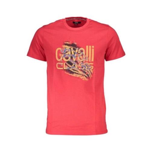 Cavalli Class Tryckt Logot-shirt Kortärmad Rund Hals Red, Herr